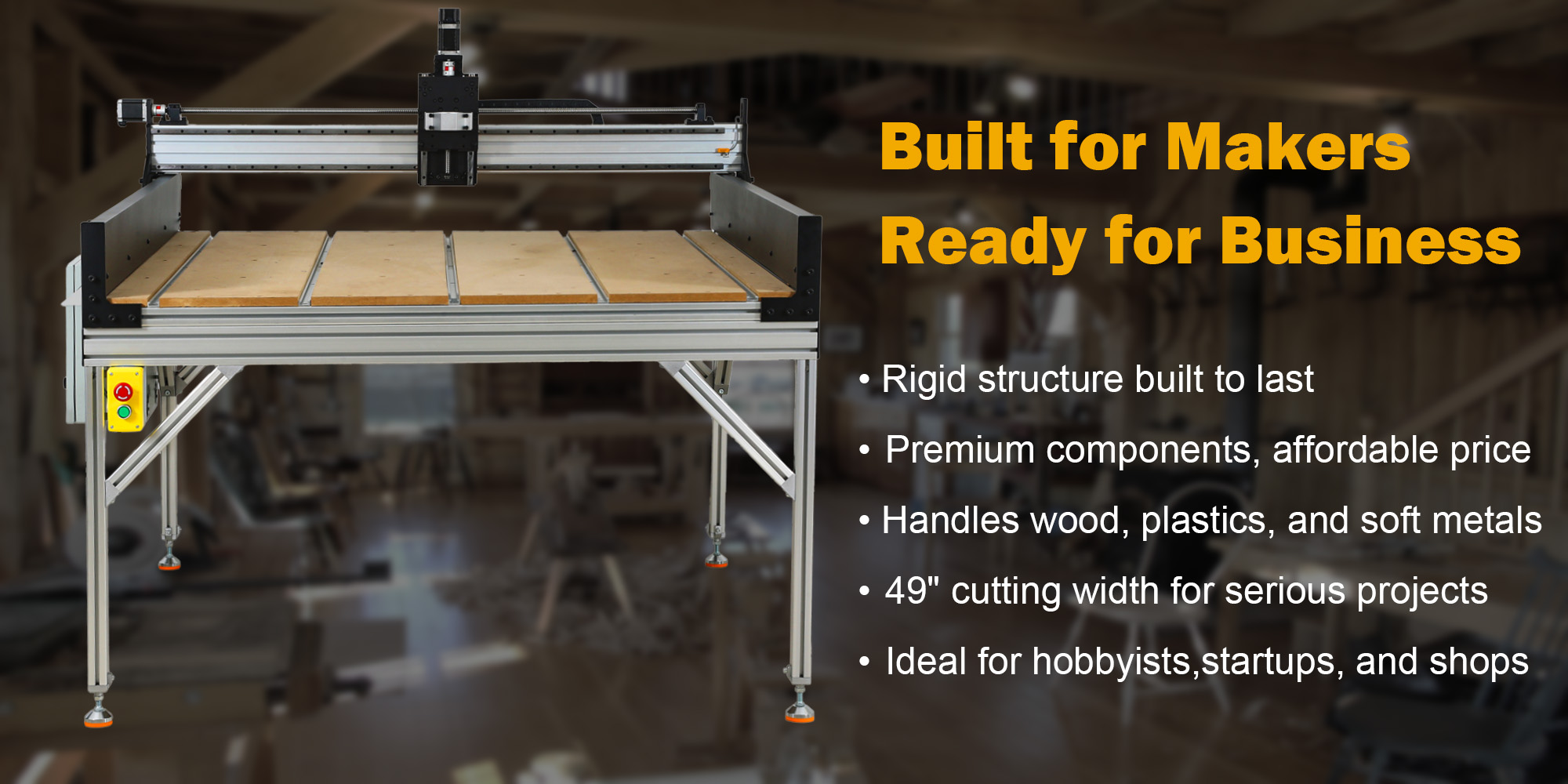 Rigid 49" CNC Router by Carvemate Carvemate ST4949 rigid CNC router with 49 inch cutting area for wood plastics and soft metals